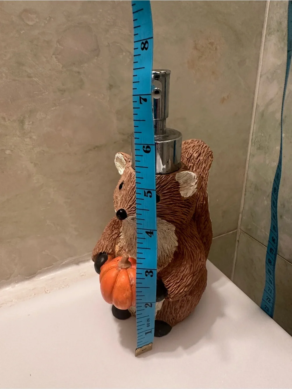 Woodland Squirrel W Pumpkin Hand Soap Pump Lotion Dispenser Fall Holiday Bath